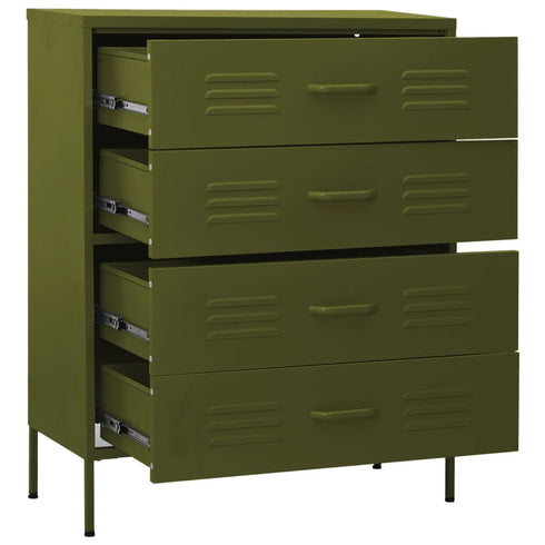 Lady Jillian -  Chest of Drawers Olive Green 80x35x101,5 cm Steel